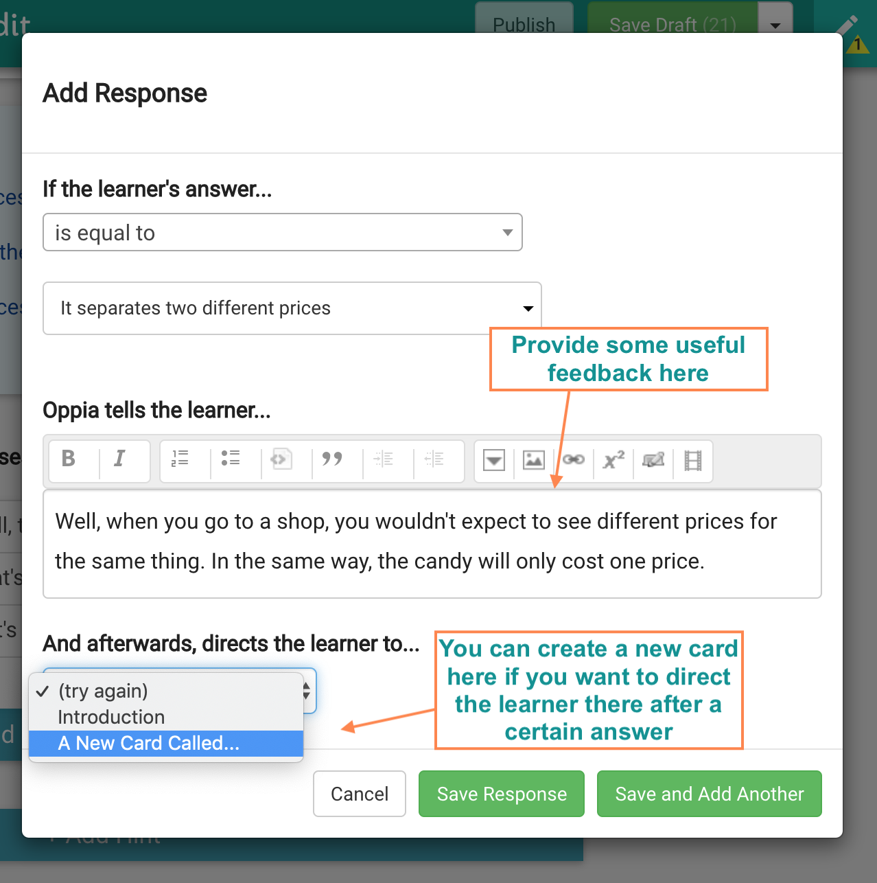 Add response box